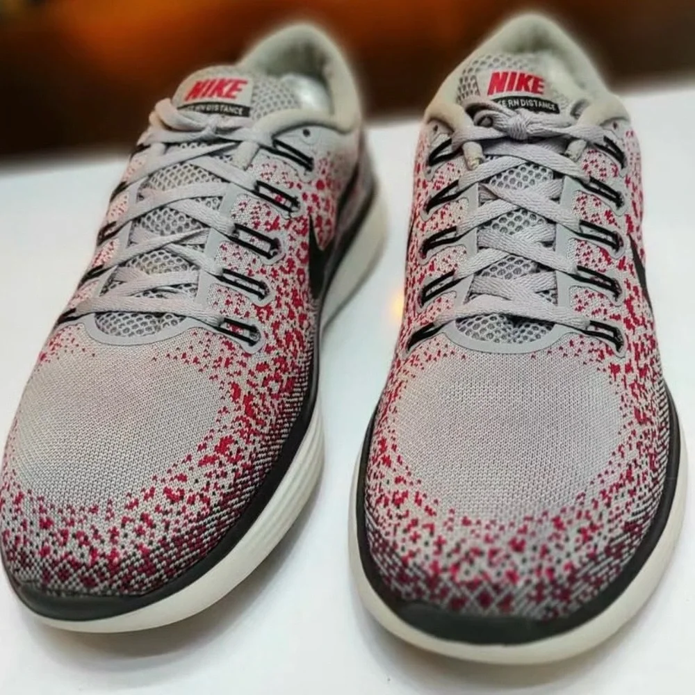 Nike Free Run Distance Wolf Gray Black Red Phantom 827115 006 Shoes-Mens 11 - Picture 3 of 4
